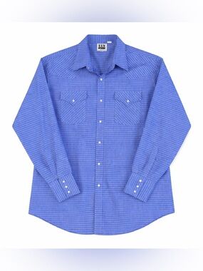 ELY Cattleman Mens XL Western Snap Shirt Blue Plaid Pearl Snap Cowboy Workwear